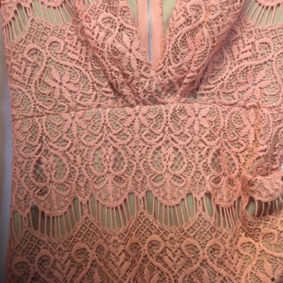 NEW ANGL Lace Deep V Neck Mini Dress NWOT - Picture 6 of 11